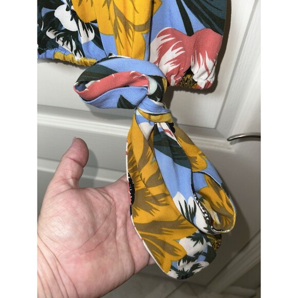 Coco Bianco Womens Size Small Top Bell Sleeves Tie Front Floral India - Picture 5 of 7